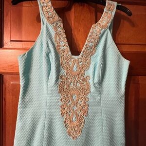 Lilly Pulitzer Light Blue Dress with Gold Accents